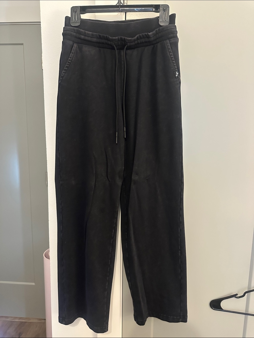 JoyLab Washed Black Womens Wide Leg Sweatpants